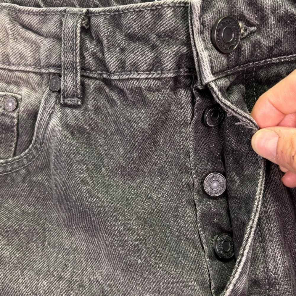boohooMAN Mens Denim Shorts Sz 32 Grey Black Acid Wash Button Fly Streetwear